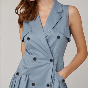 New Women's Designer Light Blue Trench Style Midi Dress Brand MARYLING Size 8 /M